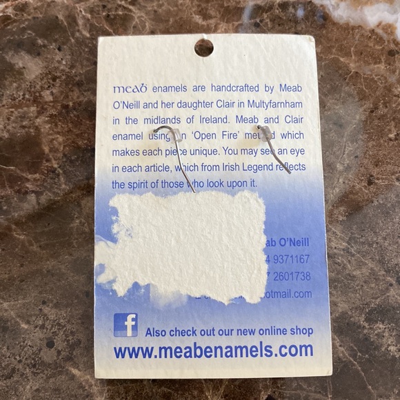 Meab Enamels pierced earrings w/ card, purchased in Ireland, NEW worn 1x - Picture 5 of 8